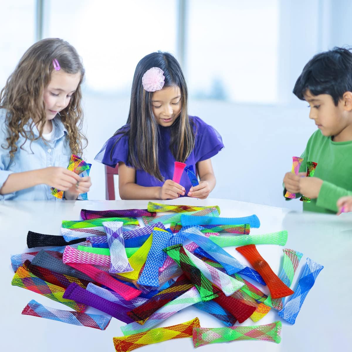 100 Pack Marble Mesh Fidget Toys,Fidget Toy Mesh and Marble Stress Relieve and Anxiety for Children and Adults, Stress Relieve Toy, Focus Enhance