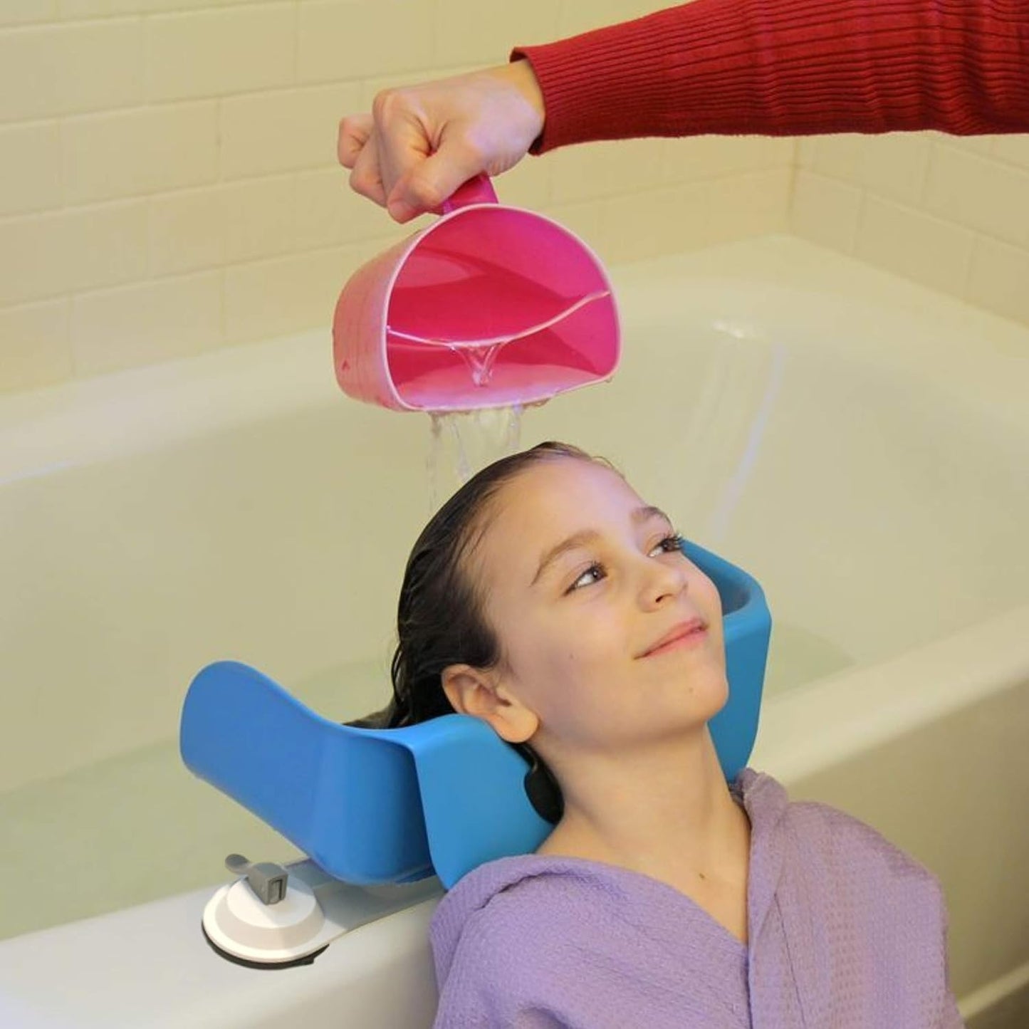 Shampoo Buddy Portable Hair Wash Basin for Children, Toddlers, Kids, Teens | Portable Shampoo Bowl for use on Bathtub or Sink (Blue)