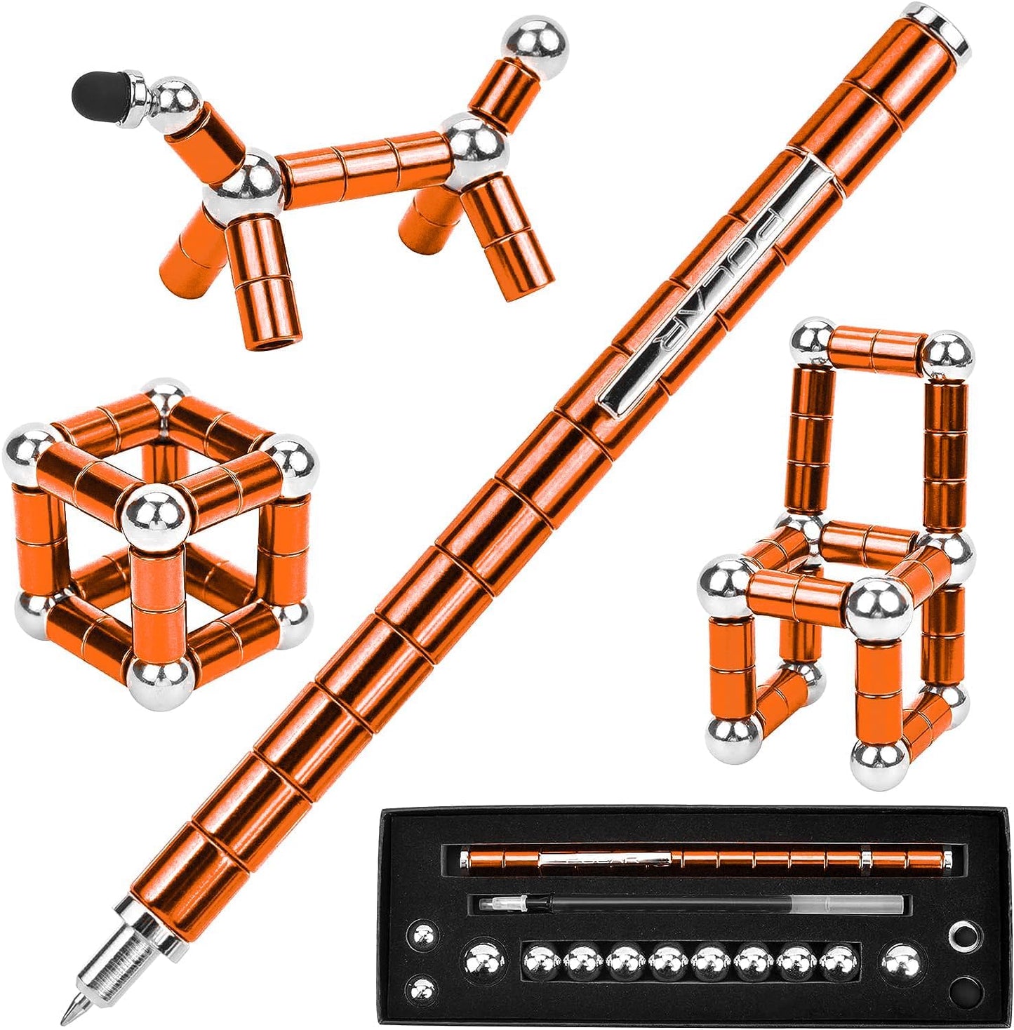 Fidget Pen,Magnet Pen， Decompression Magnetic Fidget Toy Pen, Magnet Pen Fidget Toy Relieve Pressure Novel Toy Gifts for Kids or Friends! (Orange)