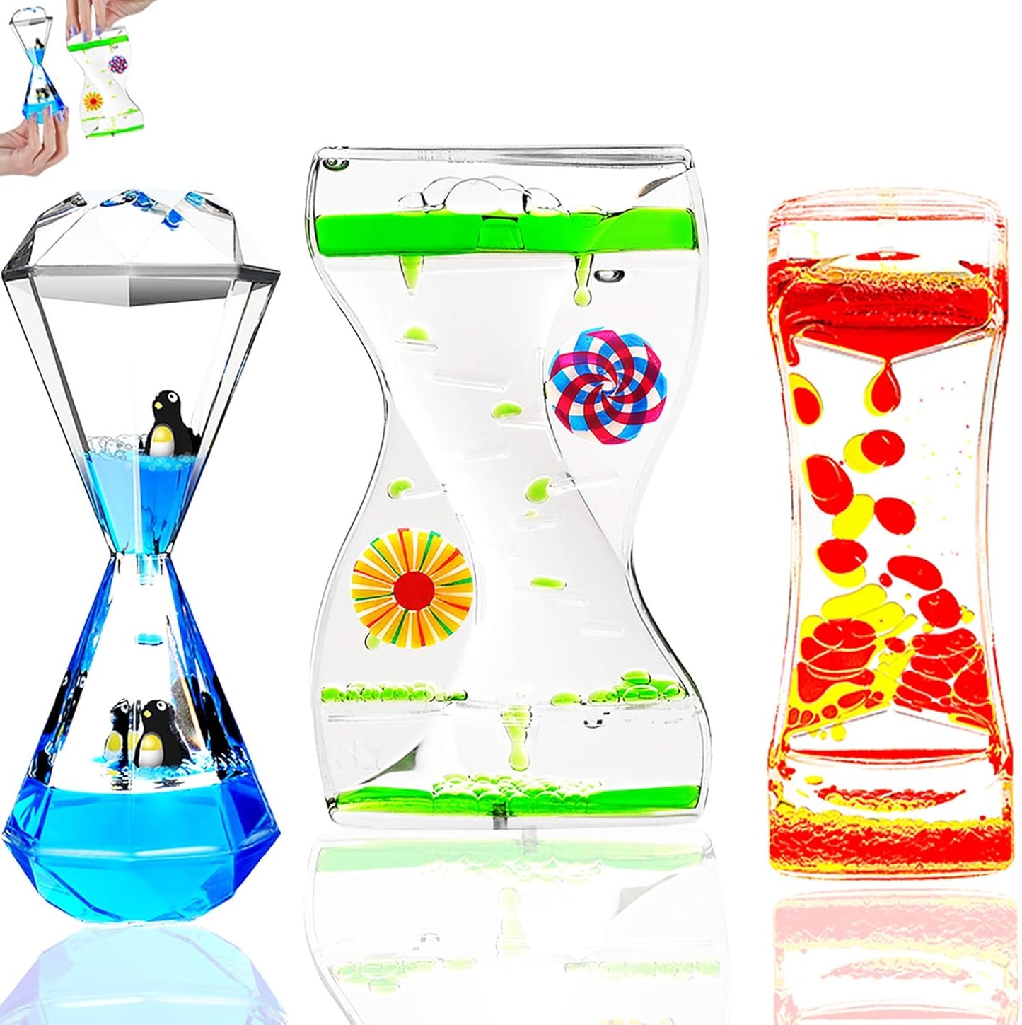 3 Types Liquid Motion Bubbler Liquid Timers for Kids Sensory Fidget Toys Small Calming Toys Autism Toy