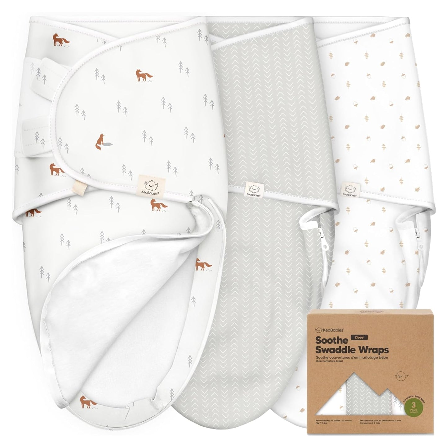 Baby Swaddle Sleep Sacks with Zipper - 3-Pack Swaddles for Newborns 0-3 Months, Infant, Baby Girls, Boys, Soft & Durable Newborn Sleep Sack, Easy Diaper Change Swaddling Blanket(Forest)