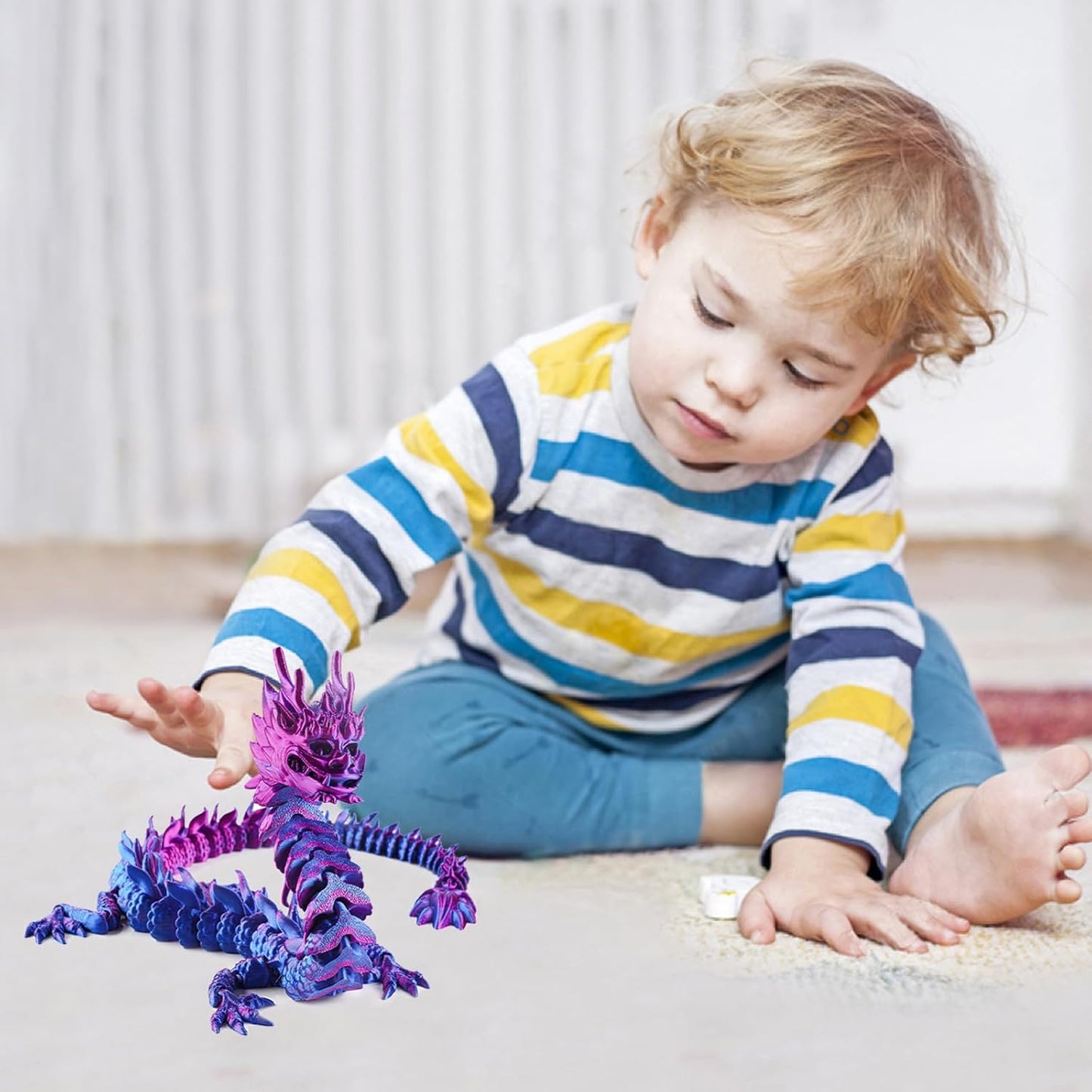 putyhet 18" 3D Printed Dragon, Standing Articulated Dragon, Crystal Dragon Fidget Toy Surprise, Home Office Decor Executive Desk Toy (A)