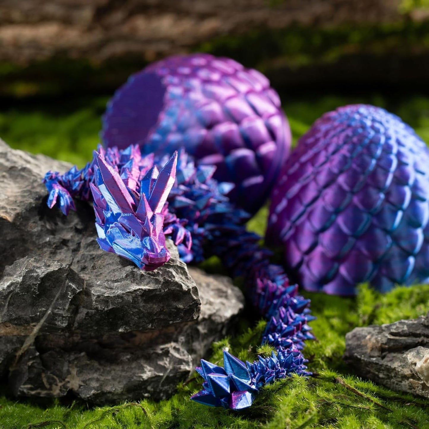 3D Printed Dragon Eggs with Dragon Inside Fidget Toys for Adults, 3D Printed Articulated Dragon, Home Office Decor Executive Desk Toys Posable Flexible Crystal Dragon Toy (Red)