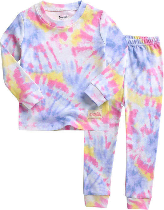 VAENAIT BABY 12M-12Y Toddler Kids Boys Girls 100% Cotton Marbling Tiedye Sung Fit Sleepwear Pajamas 2pcs Pjs Set