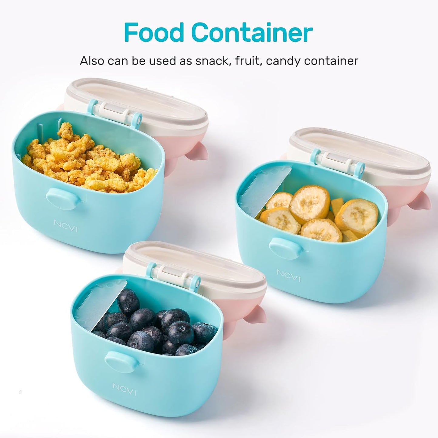 NCVI Baby Formula Dispenser On The Go, Formula Container To Go, Formula Holder for Travel, Outdoor Picnic with Baby Infant, Portable Container for Milk Powder, Snacks, Candy, Fruits (Green)