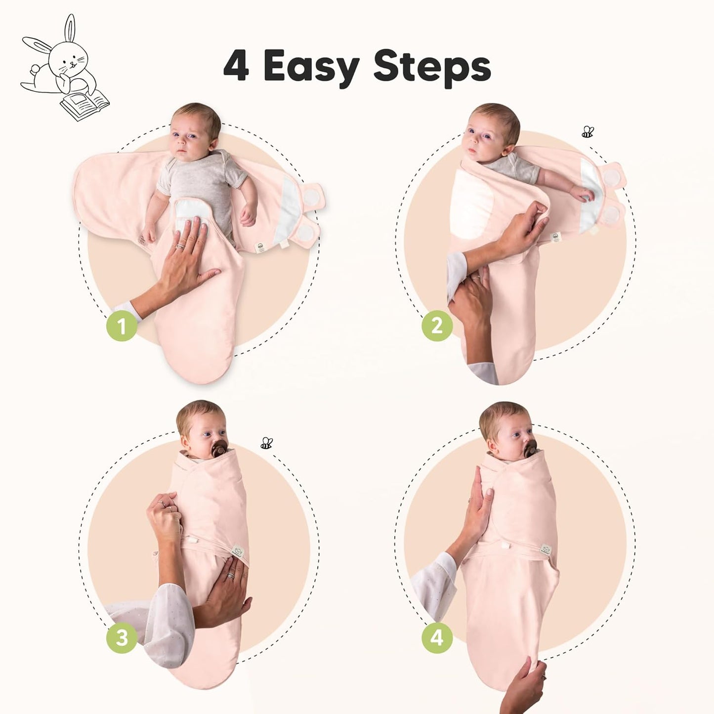 3-Pack Organic Baby Swaddle Sleep Sacks - Swaddles for Newborns, Infant 3-6 Months, Baby Girls, Boys, Soft & Snug Newborn Sleep Sack, Nursery Swaddling Blankets (Angelic, L)