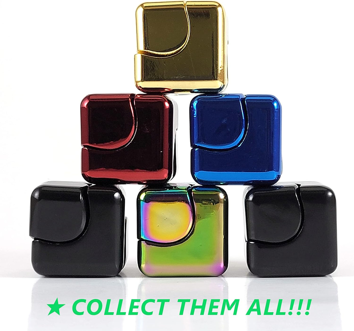 Cube Spinner Fidget Spinning Toy– Helps with Anxiety, ADHD, Autism, Stress & Focus– Desktop EDC Fidgets Spinner Aluminum Alloy Build for Kids & Adults. Black.
