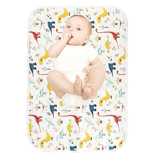 Baby Diaper Changing Pad, 21 5/8" x 31.5" Waterproof Changing Pad Liners 2Pack - Reusable Soft and Absorbent Portable Changing Mat(Dinosaur2PCS)