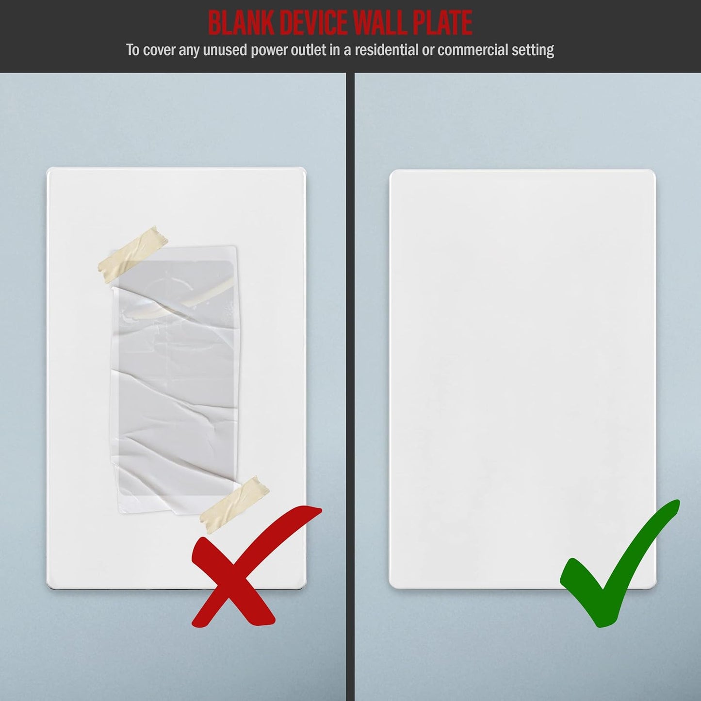 ENERLITES SI8801-W-5PCS, Screwless Blank Wall Plate, Child Safe Blank Device Outlet Cover, Standard Size, 1-Gang 4.68" x 2.93", Polycarbonate Thermoplastic, UL Listed, Glossy, White, 5 pack