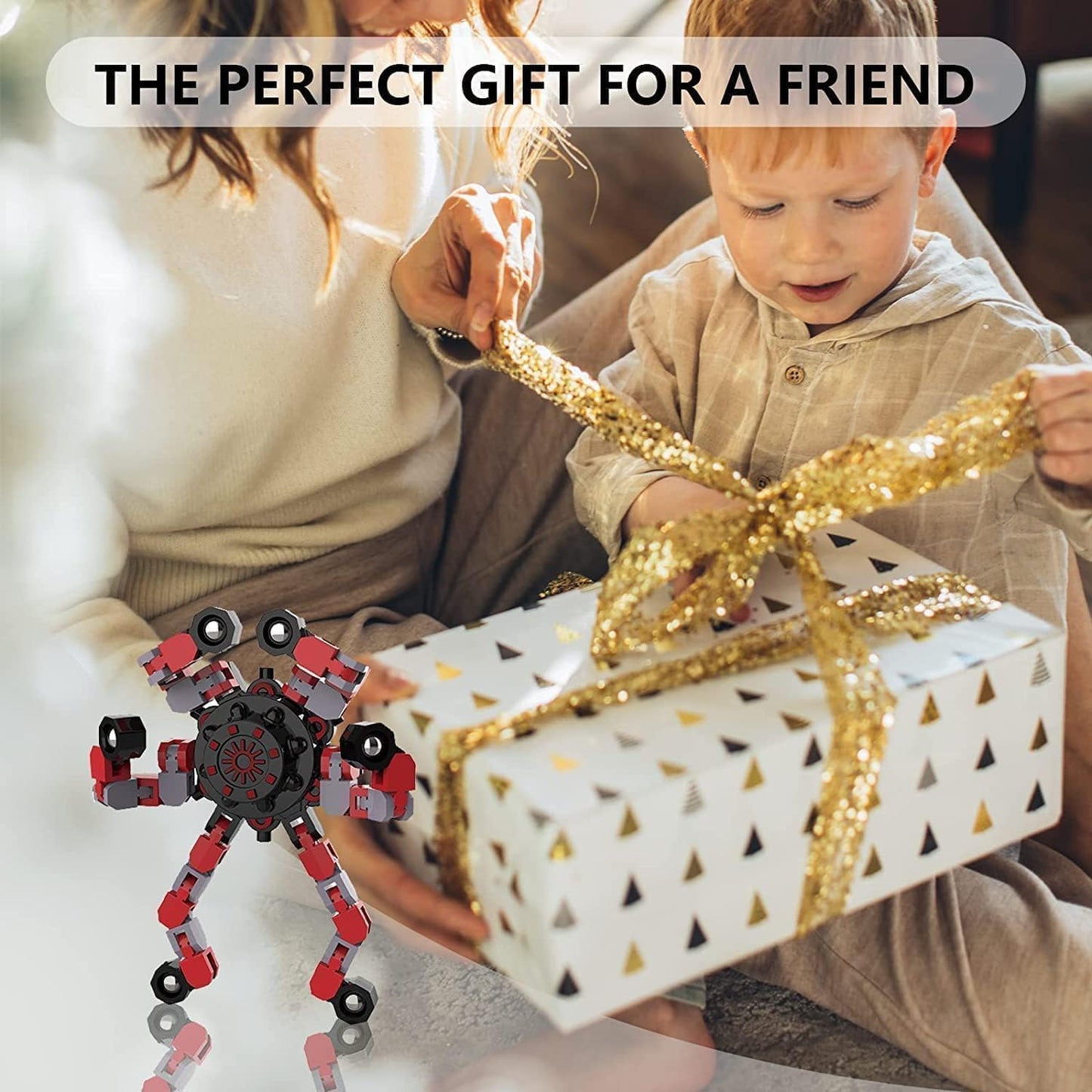 32 Pcs Deformable Robot Fidget Spinners Toys for Party Favor, Transformable Fingertip Spinner for Classroom Prizes, Christmas Valentine Gifts Goodie Bag Stocking Easter Basket Stuffers for Kids