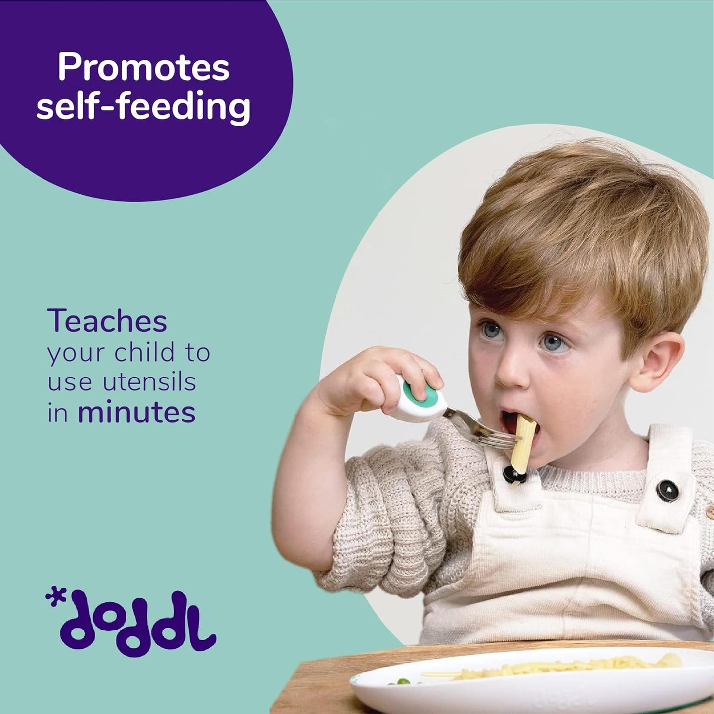 doddl 6-piece Spoon and Fork Set (3 Pairs) - Learn to use Toddler Silverware in Minutes, Toddler Utensils 1 year old & up, Baby Led Weaning Supplies