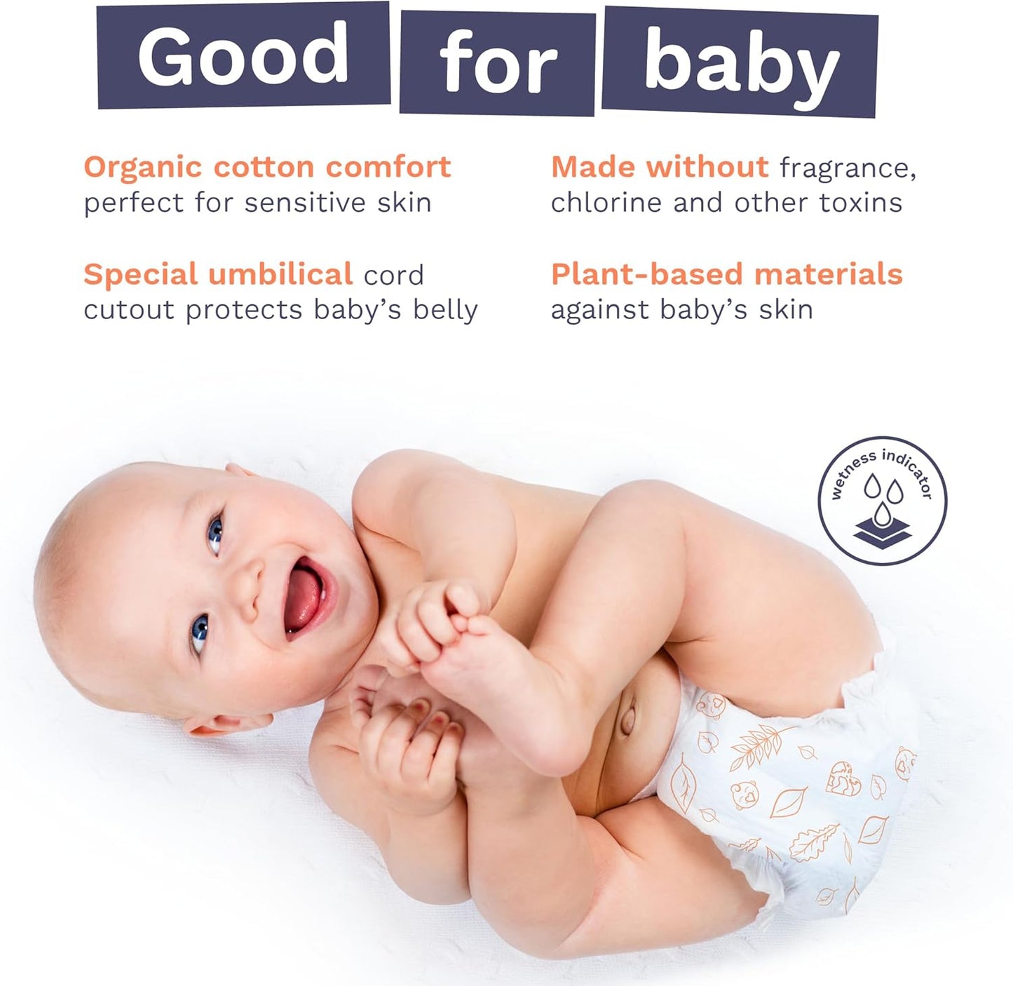 Pura Size 1 Eco-Friendly Diapers (4-11lbs) Hypoallergenic, Soft Organic Cotton Comfort, Sustainable, Wetness Indicator, Allergy UK, Newborn, Bulk Buy, 6 Packs of 32 (192 Baby Diapers)