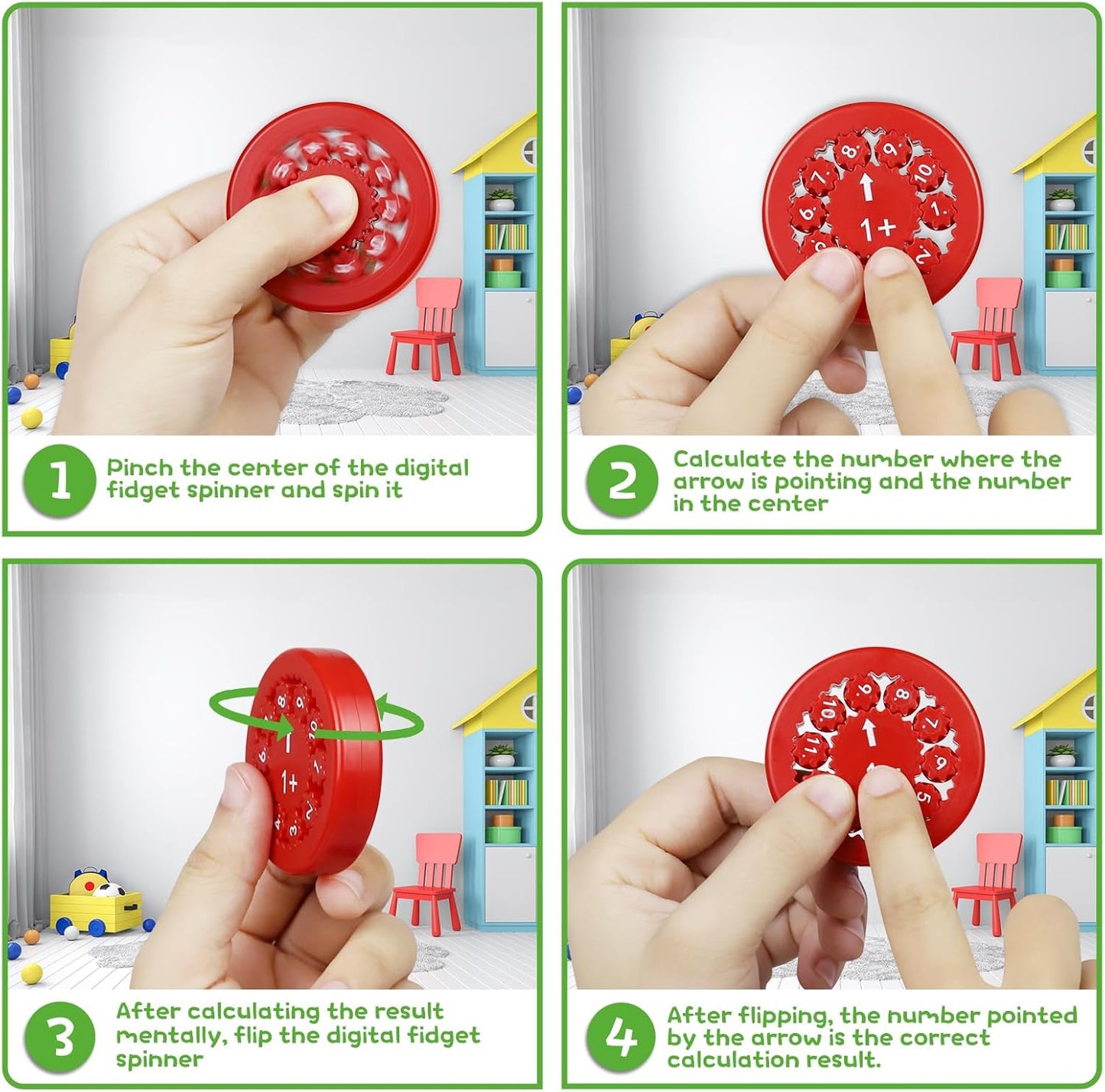 Math Fidget Spinners,Educational Math Fact Fidget Spinners,Stimmers&Fidgeters,Math Games Toy Gift for School-Age Kids，Kindergarten,Pupil,Preschool Children(9pcs Add and Subtract)