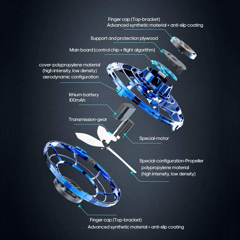 GoolRC Flying Spinner Mini UFO Drone Flying Fidget Spinner Hover UFO Boomerang Toy Hand Controlled Mini Drone Spinning Flying Toy for 8+ Year Old Kids Adults Indoor Outdoor Flying Toy