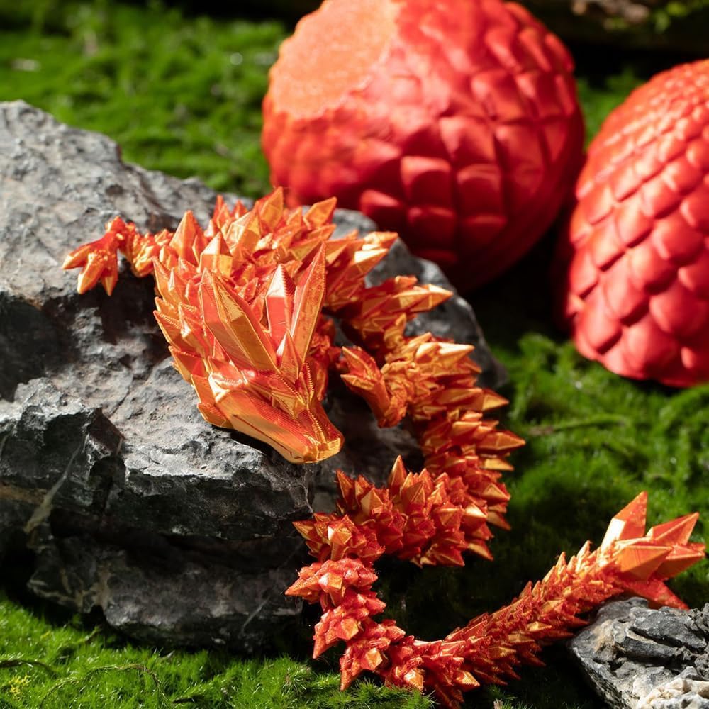 Executive Desk Toys Easter Egg, 3D Printed Dragon, 3D Dragon Eggs with Dragon Inside, Dragon Toy Dragon Egg Fidget Toy, Fidget Toys for Autism/ADHD (Silk Red)