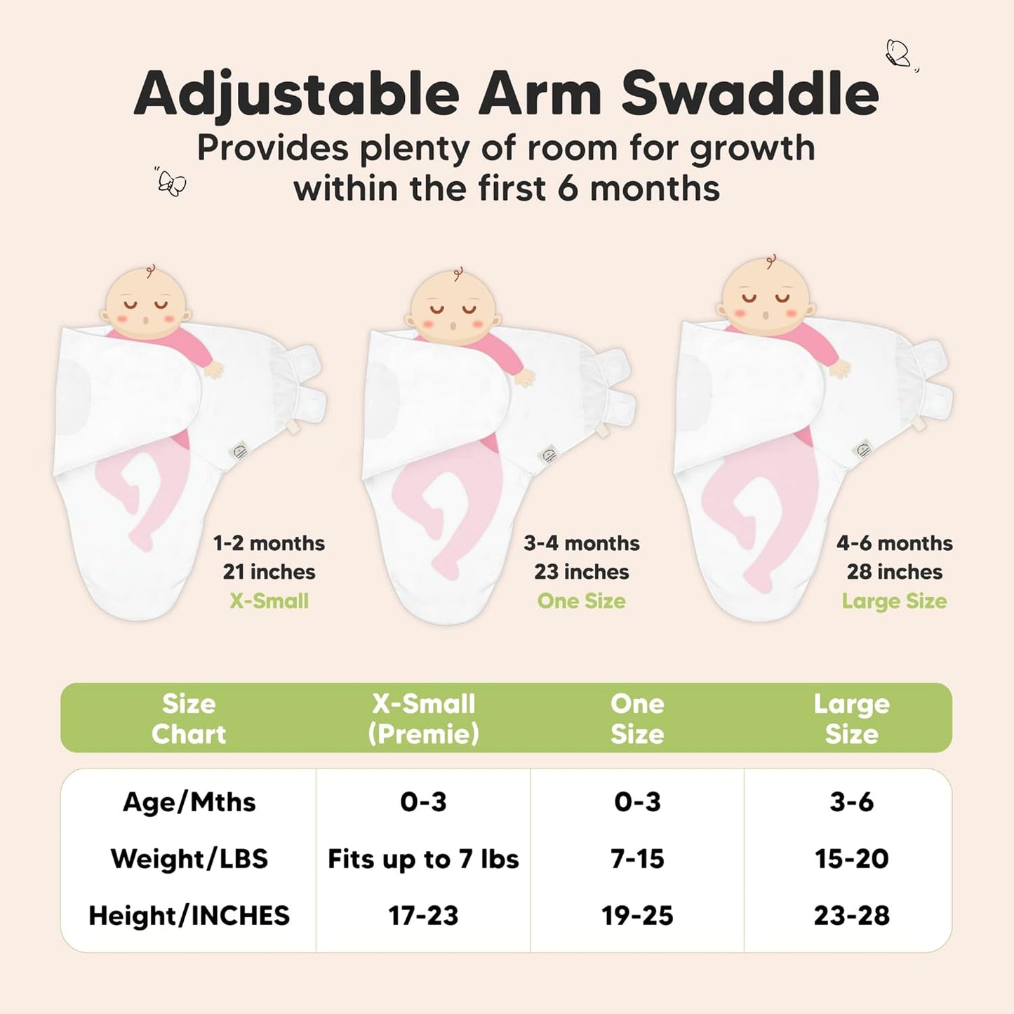 3-Pack Organic Baby Swaddle Sleep Sacks - Swaddles for Newborns, Infant 3-6 Months, Baby Girls, Boys, Soft & Snug Newborn Sleep Sack, Nursery Swaddling Blankets (Cloud, L)