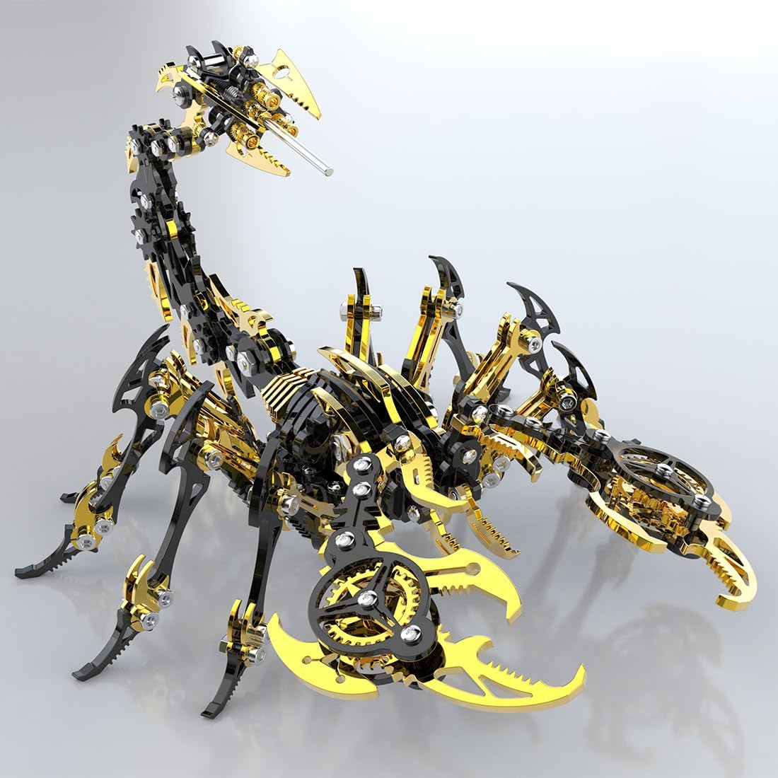 Scorpion 3D Metal Puzzles for Adults, Mechanical Scorpion King DIY Model Kit, 3D Brain Teaser Puzzle Stainless Steel Hand Assembled Detachable Model ArtCraft Desk Ornaments Toy (Black Gold)