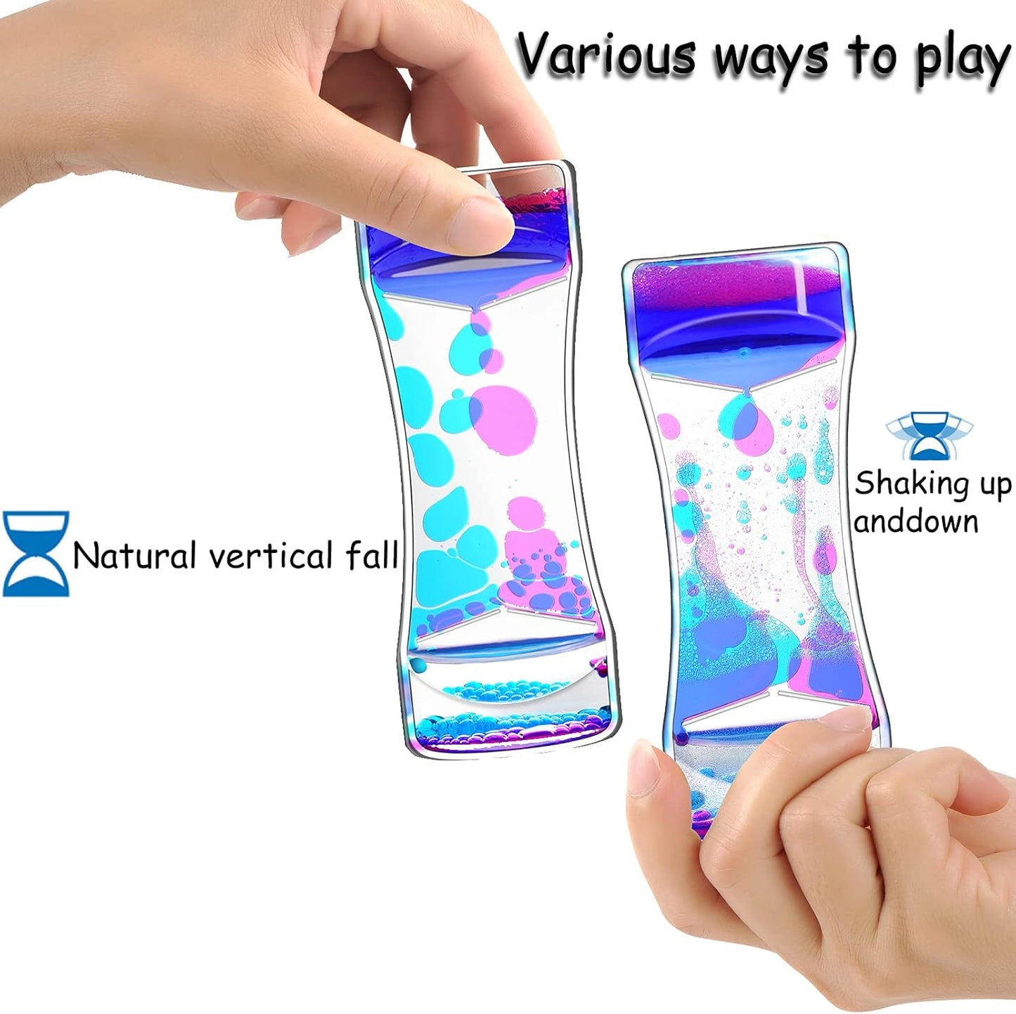 Liquid Motion Bubbler Timer Pack of 6 Great Desktop Colorful Hourglass Liquid Bubbler Sensory Anxiety Toys Autism ADHD Fidget Toys Activity Calm Relaxing Toys
