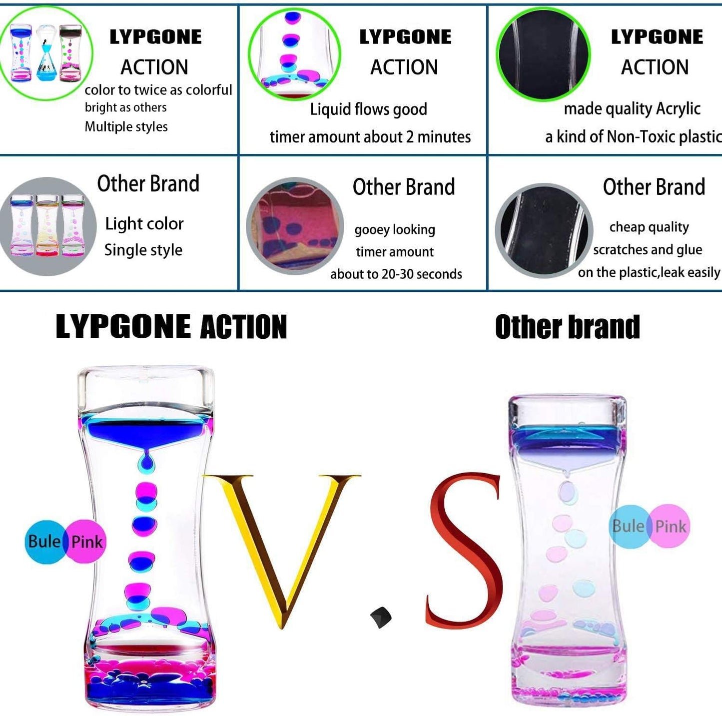 Liquid Motion Bubbler Timer 3 Pack Colorful Marine organism Theme Hourglass Timer Sensory Toys Children Activity Toys Calm Relaxing Desk Toys Anxiety Toys Autism Toys ADHD Fidget Toys