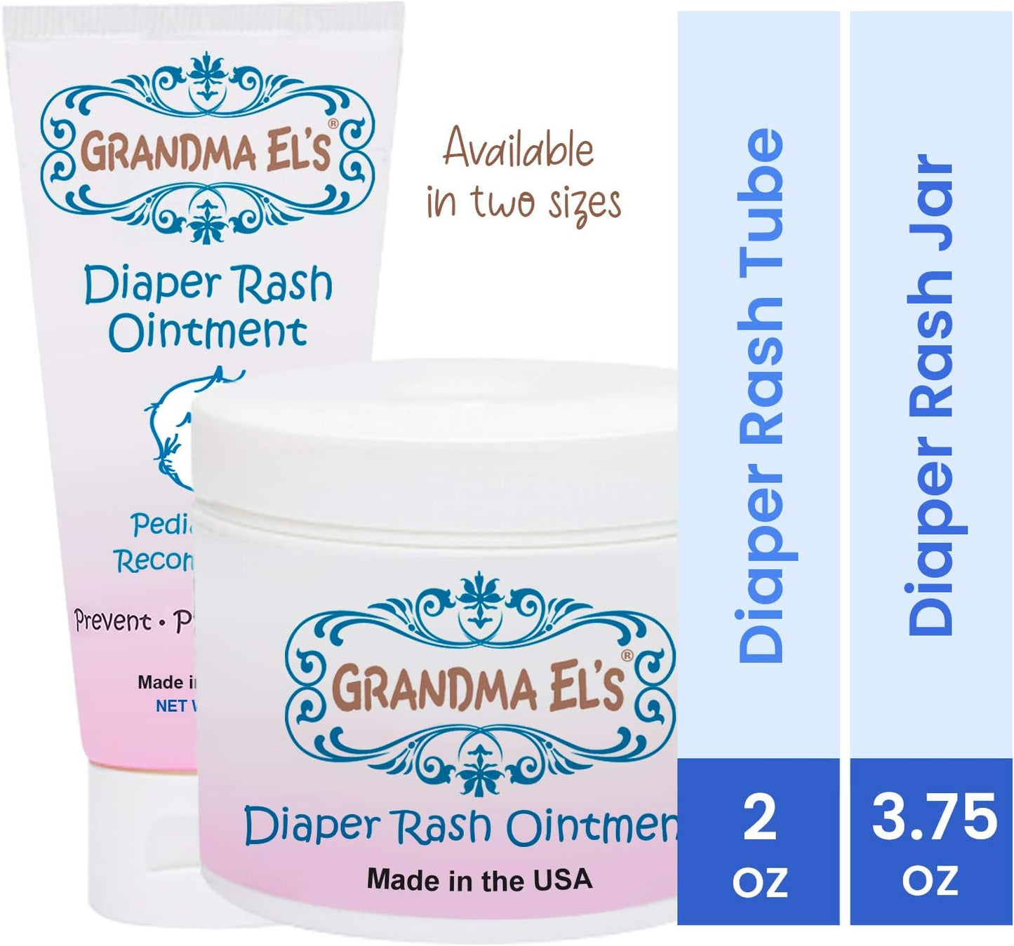 Grandma El’s Diaper Rash Ointment – Gentle Protection & Relief for Baby’s Delicate Skin – Pediatrician-Approved Moisturizing Barrier – Safe for Cloth & Disposable Diapers – 2oz, 2-Pack