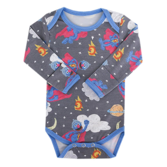 Copper Pearl Long Sleeve Bodysuit Baby: Ultra Soft Baby for Newborns, Boys, and Girls - Stylish, Comfortable, Overlap Shoulders, Premium Knit Fabric - 0-3 Months, Super Grover