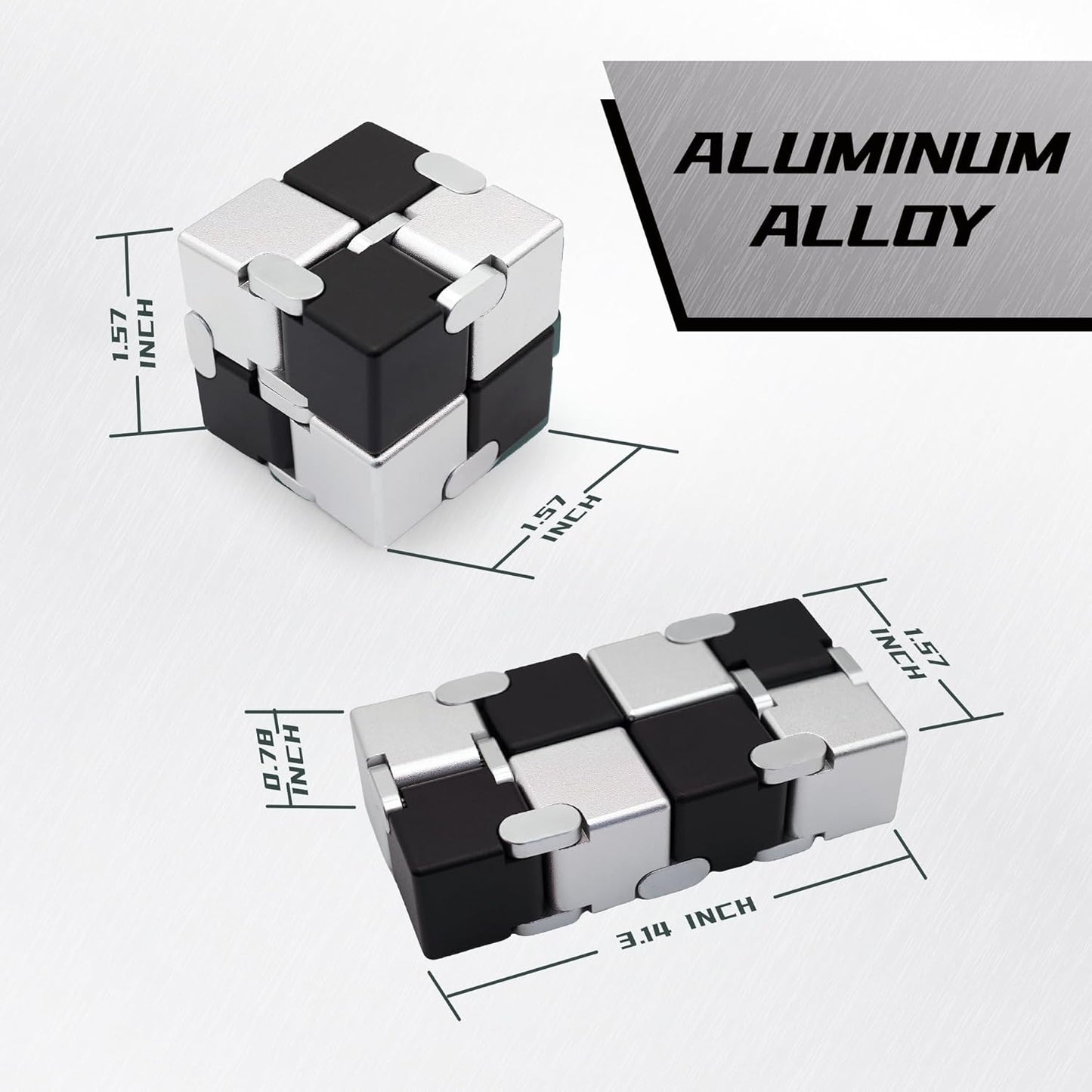Infinity Cubes with Case, Fidget Infinity Cubes Metal for Kids Boys Girls, Silent Fidget Toys for Office for Adults Anxiety, Fidget Toys for Teens (Black Silver)