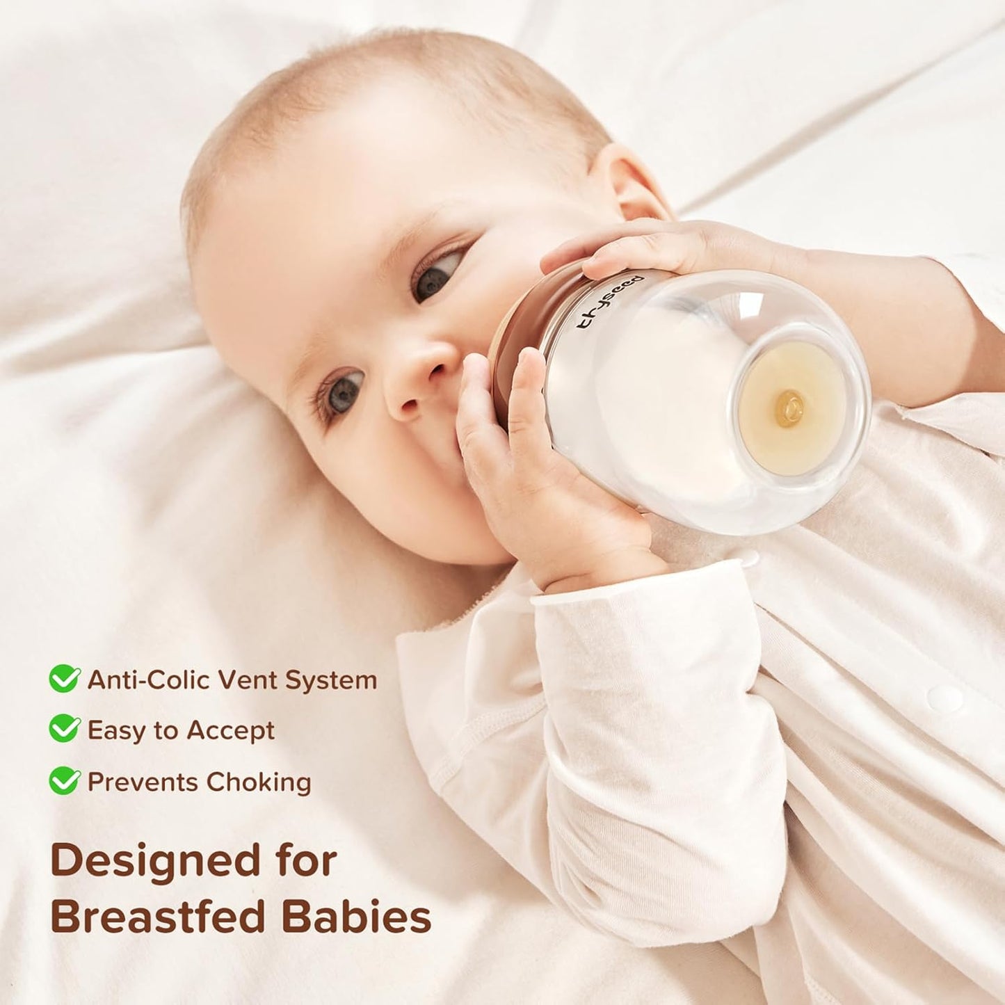 Glass Natural Anti-Colic Baby Bottles | Newborn Breast Like Nursing Bottle for Breastfed Babies with Nipple(1-2 Months),5oz,1pack