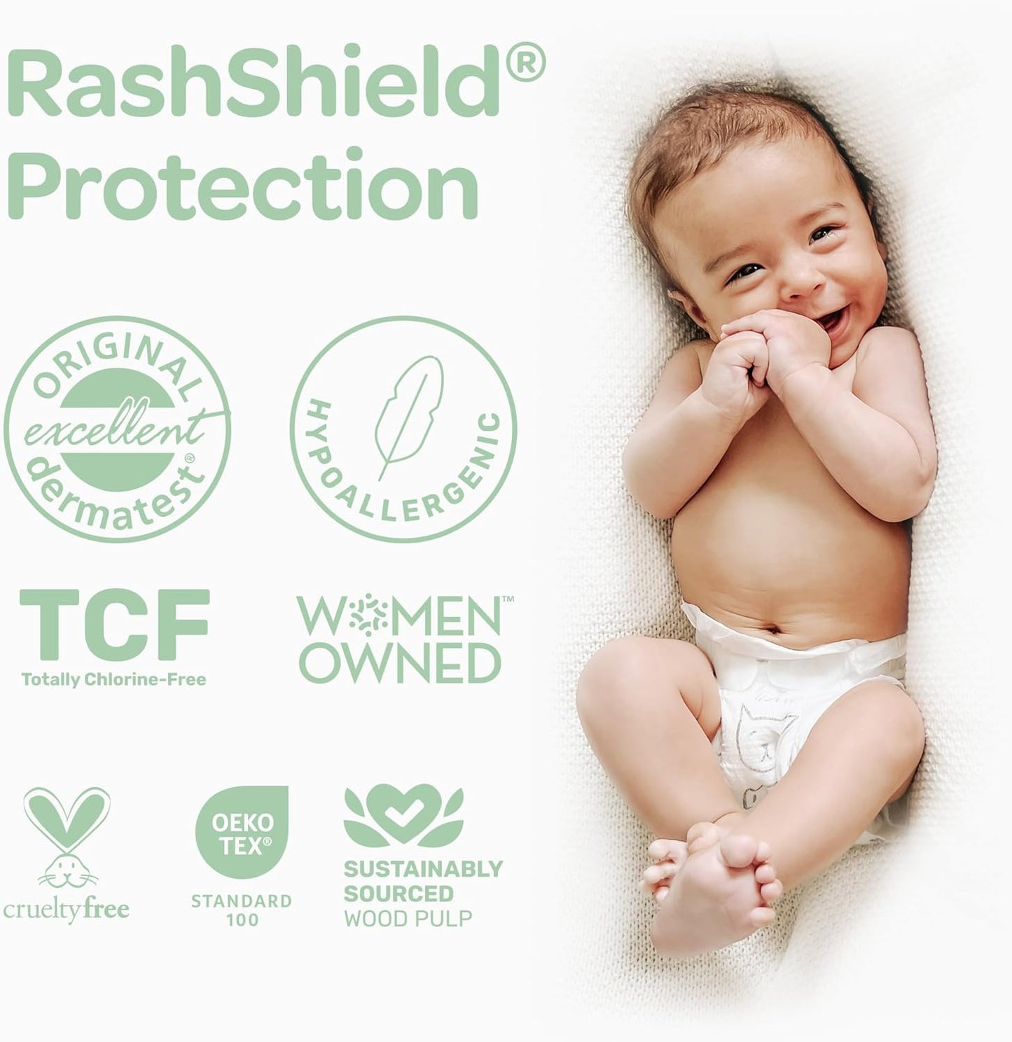 Parasol Clear+Dry Disposable Diapers, RashShield Protection and Leak-Control Fit, Hypoallergenic Diapers, Size 2 (10-18 lbs), 288 Count
