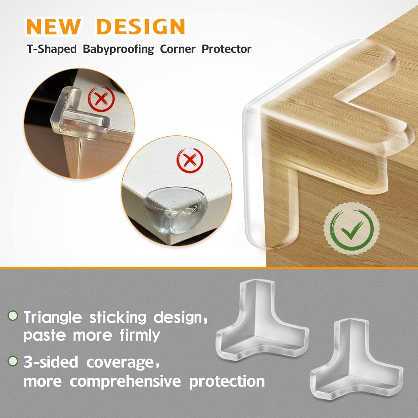 12 Pack Corner Protector, Clear Corner Guards Table Edge Protectors, Baby Safety Corner Bumpers Covers, Furniture & Sharp Corner Baby Proofing, T Shaped(1.4"x1.4" x1.4")