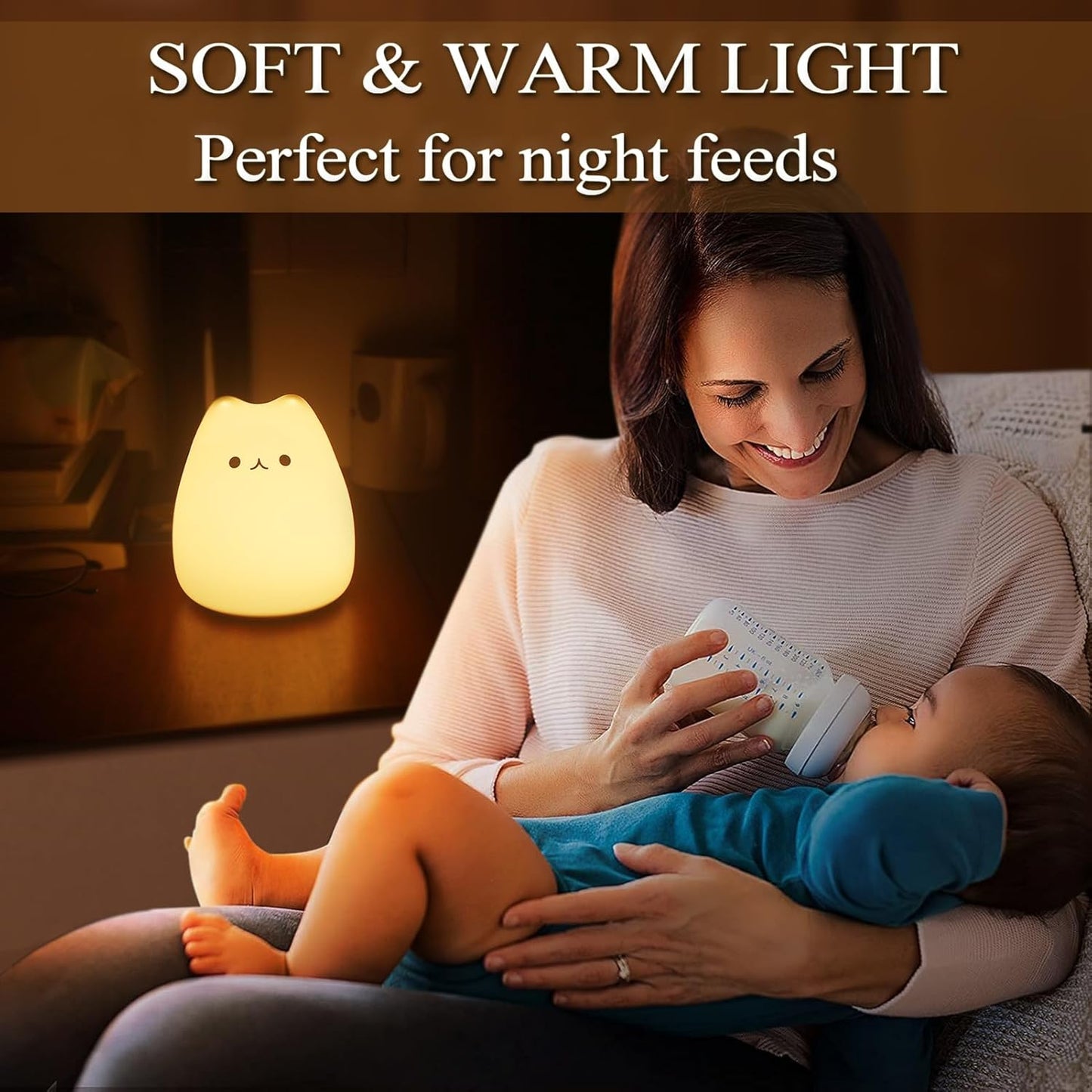 Cute Cat Lamp, Kitty Night Light for Girls Bedroom, Gifts for Women Teen Girls Kids Baby, Kawaii Lamp Nursery Nightlights Room Decor
