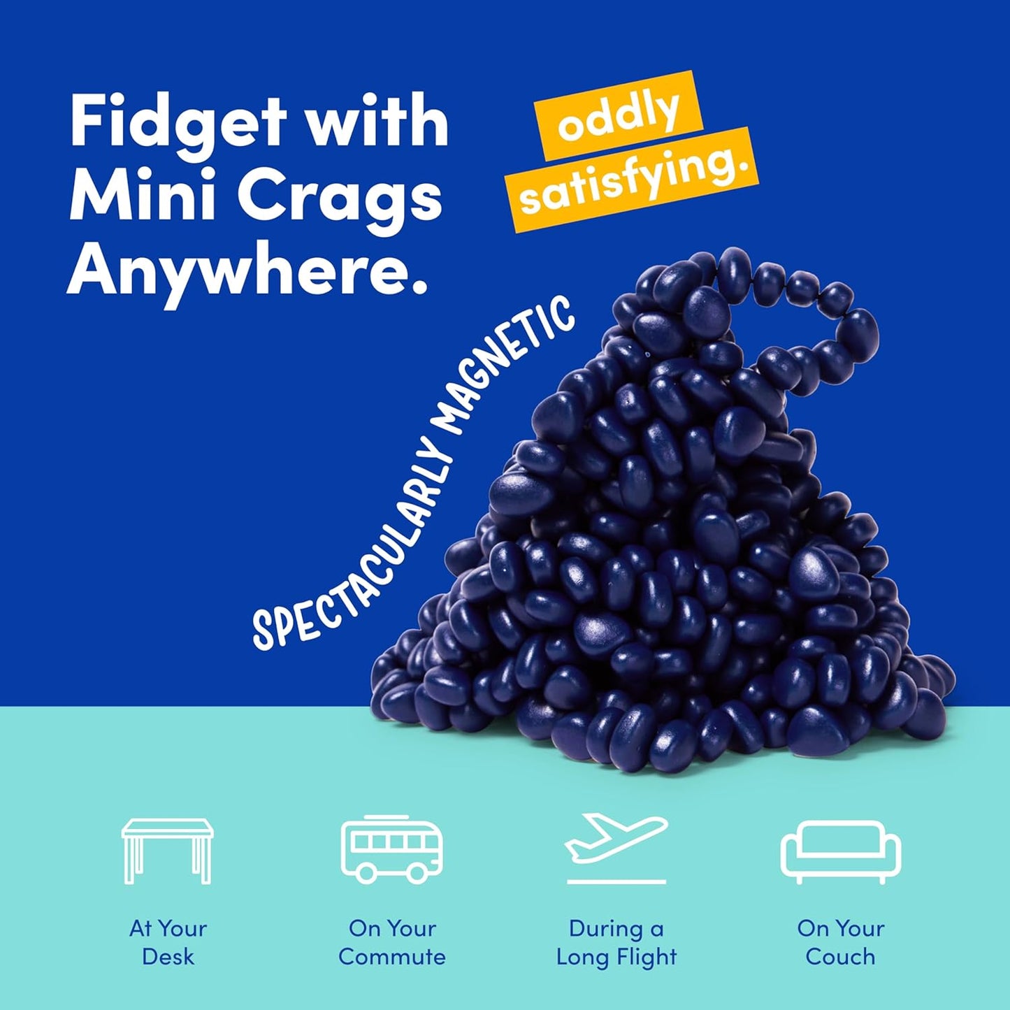 Speks Crags Ferrite Putty, Over 150 Ferrite Stones in a Metal Tin, Seriously Satisfying Fidget Toys for Adults and Desk Toys for Office, Matte Indigo, Small