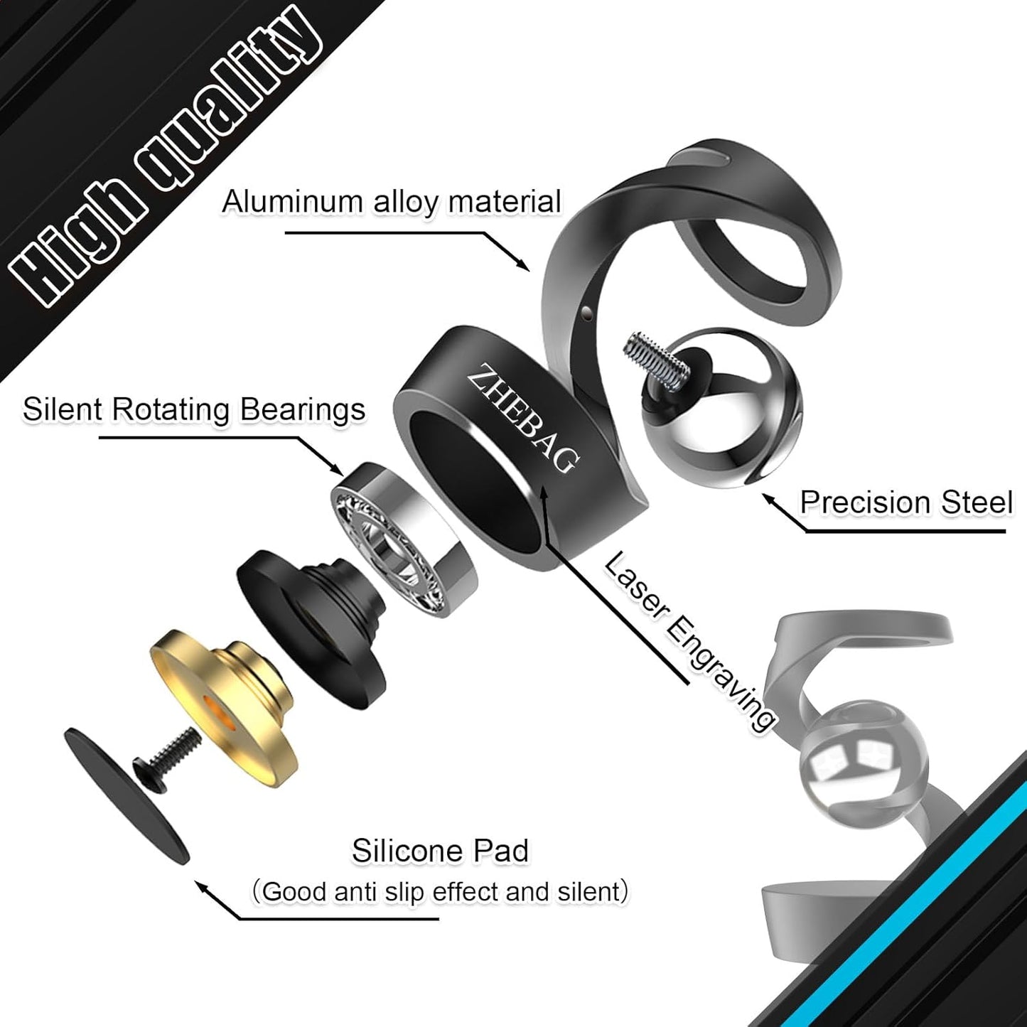 Kinetic Desk Toy, Metal Fidget Toys for Adults, Unique Optical Illusion Stress Reducing Desktop Spinning Toy, Adult Sensory Toys, Decorative Gifts for Offices and Cars(Gold-Silver)