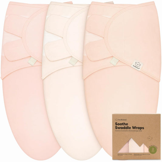 3-Pack Organic Baby Swaddle Sleep Sacks - Swaddles for Newborns, Infant 3-6 Months, Baby Girls, Boys, Soft & Snug Newborn Sleep Sack, Nursery Swaddling Blankets (Angelic, L)