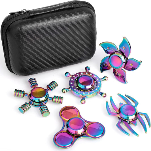 Cool Fidget Spinners Toy Metal for Kids Adults, Steel Fidgit Finger Hand Spinner Desk Toys Gifts Goodie Bag Fillers, Anti Anxiety Stress Relief Toys Stocking Stuffer Party Favors Supplies
