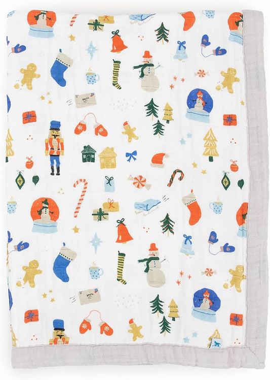 Little Unicorn Newborn Receiving Quilt | Ultra- Soft, Multi-Layered Muslin Fabric | Gift for Newborns & on-The-go (Christmas Time)