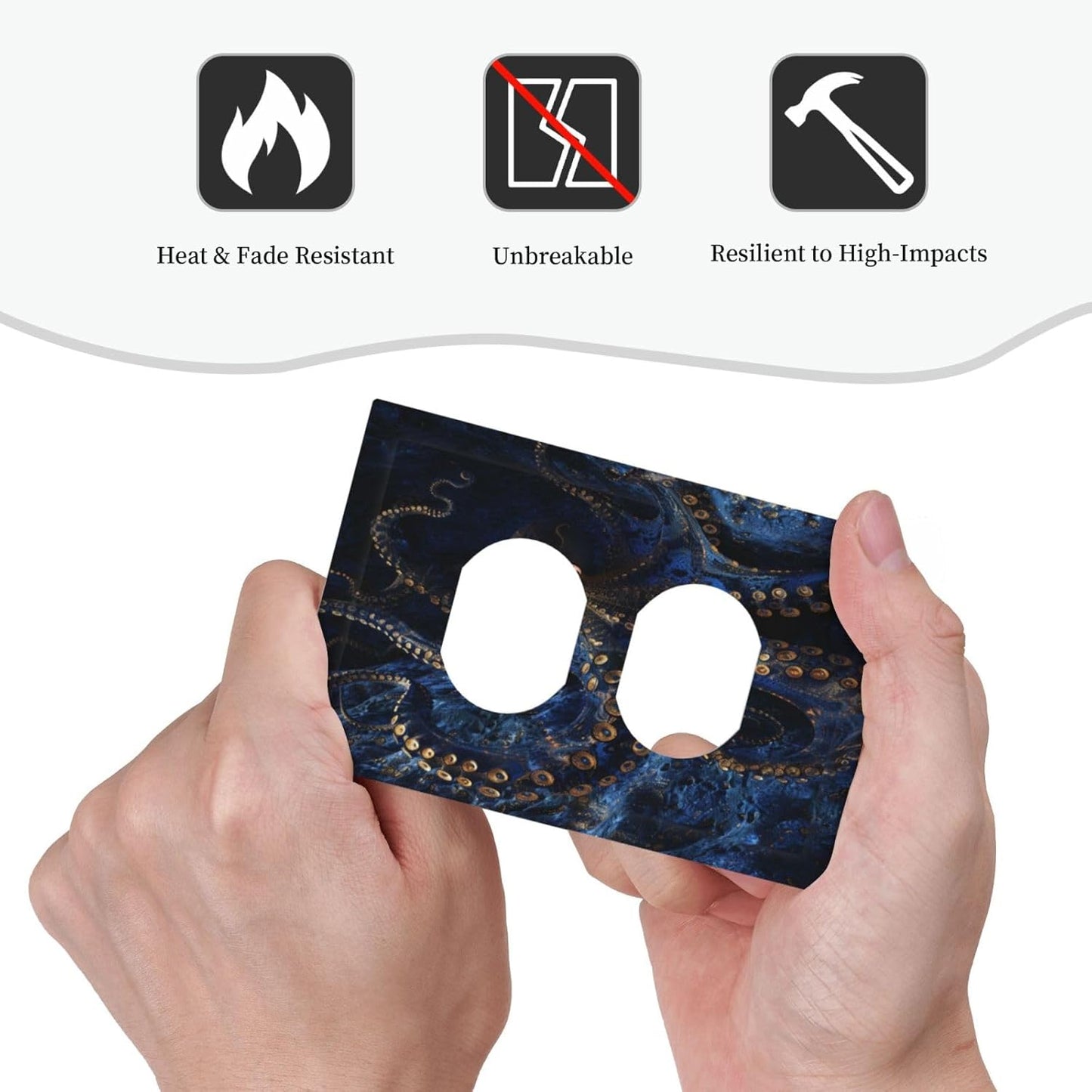 Decorative Outlet Covers Horror Night Blue Ocean Evil Octopus 1 Gang Duplex Light Switch Cover Plate Wall Plates for Electrical Outlets Switchplate Faceplate for Bathroom Home Decor