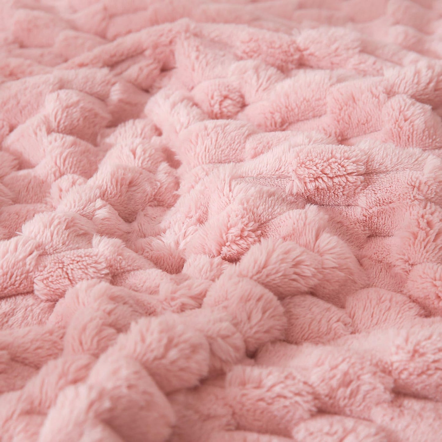 HOMRITAR Baby Blanket for Boy Girls 3D Jacquard Fluffy Toddler Blankets Soft Warm Cozy Flannel Fleece Warm Bed Blanket Nursery, Stroller Newborn Infant Bedding, 30 x 40 Inch (Light Pink)