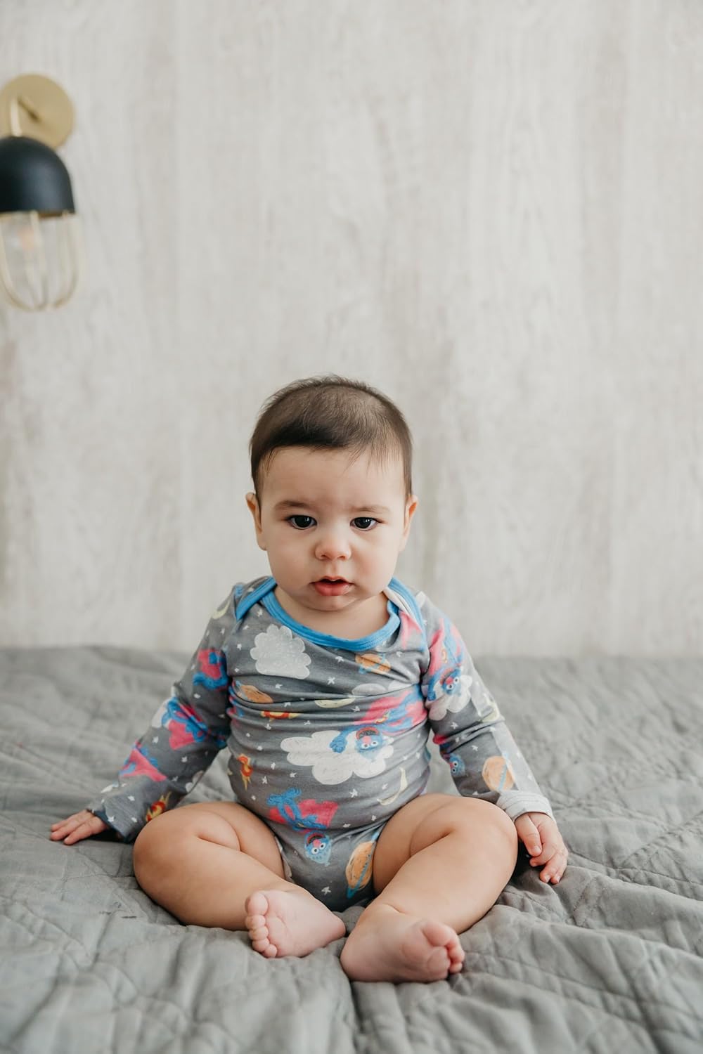 Copper Pearl Long Sleeve Bodysuit Baby: Ultra Soft Baby for Newborns, Boys, and Girls - Stylish, Comfortable, Overlap Shoulders, Premium Knit Fabric - 12-18 Months, Super Grover