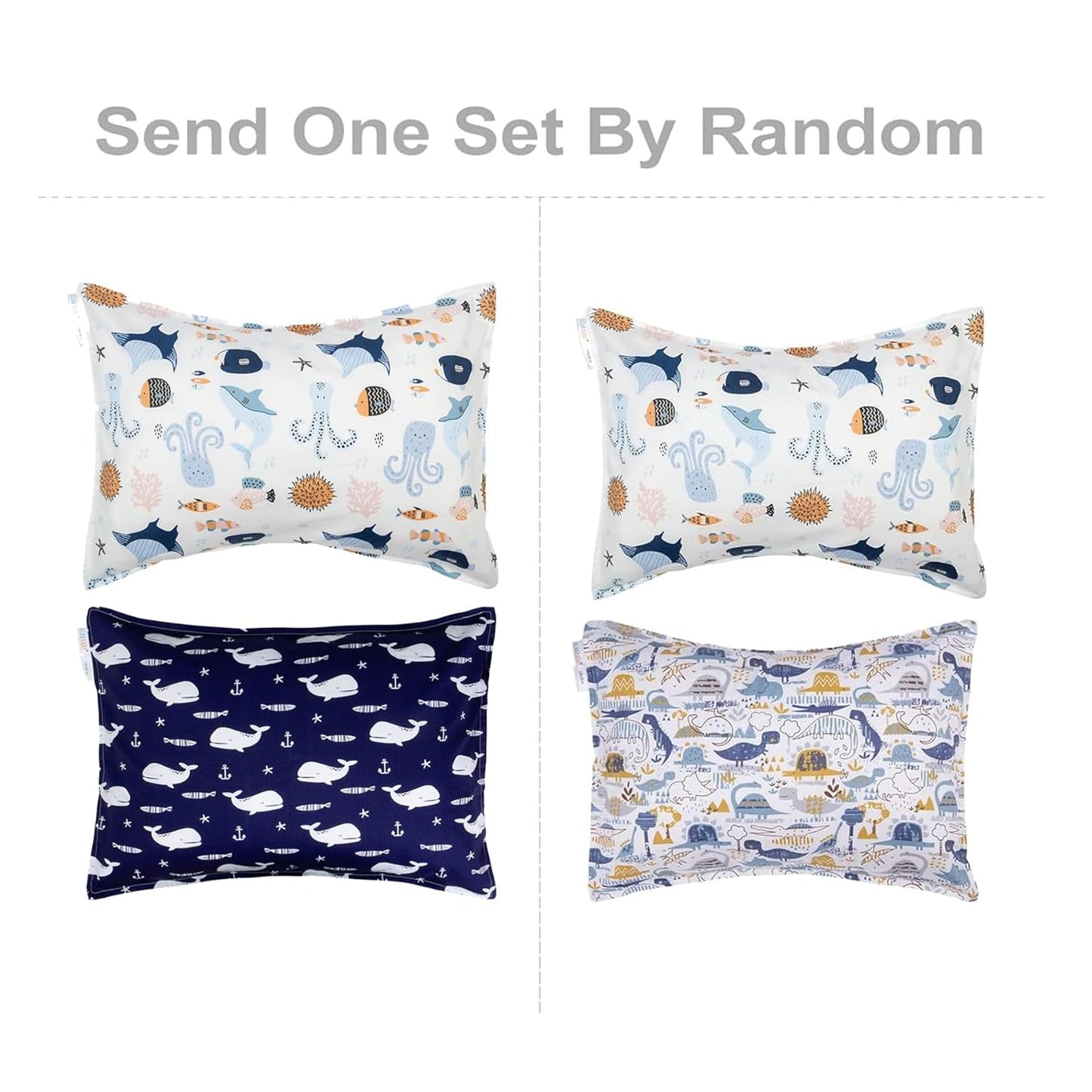 ALVABABY Toddler Pillowcases 2 Pack Organic Cotton Kids Pillow Cover Fit 13"x 18" or 12"x16" Envelope for Girl Boy Sleepy Travel