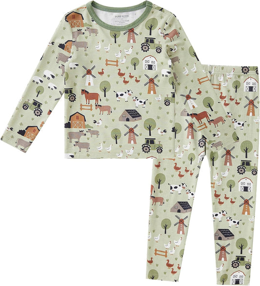pureborn Baby Viscose From Bamboo Pajamas Set Pjs - Kids Toddler Girl Snug Fit Viscose Sleepwear 2pcs 18M-8Y