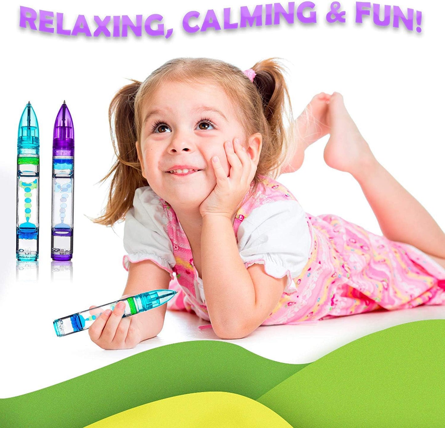 YUE MOTION Liquid Motion Timer Pen/Liquid timer pen/Multi Colored Fidget Pen For for Desk Toys, Novelty gift,Novelty toys, Single pack (Purple)