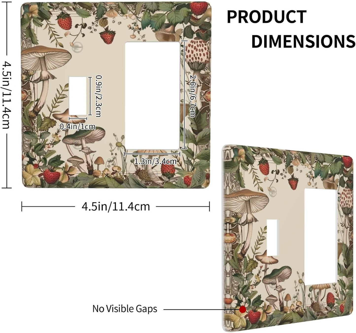 Decorative Outlet Covers Rustic Mushroom Garden Red Strawberry 2 Gang 1 Gang Wall Plate Cover Single Toggle Rocker Combo Light Switch Cover Plate Face Plate for Bedroom Home Decor