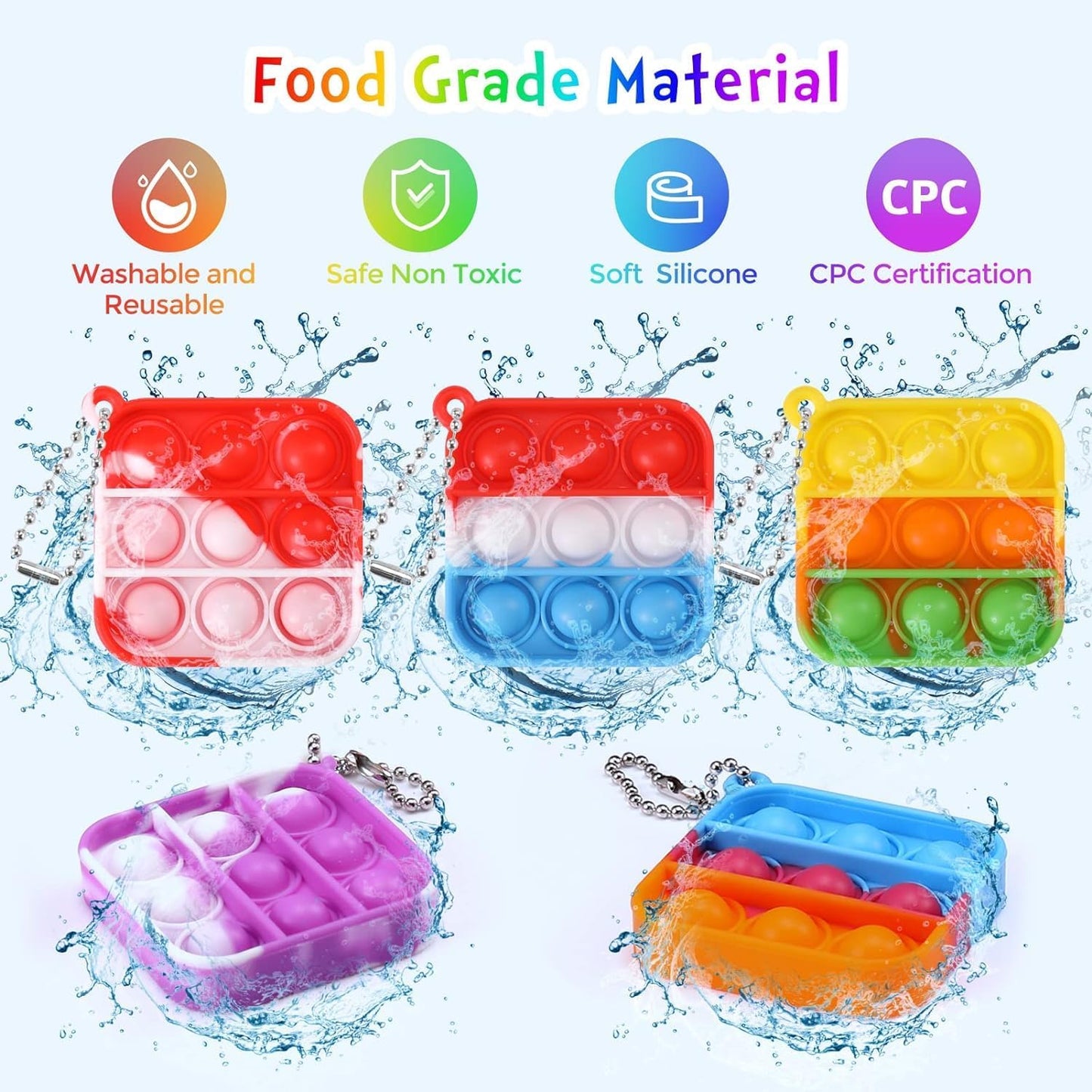100pcs 2in Random Pop Bubble Fidget Sensory Toys, Pop Toy Bulk for Party Favor, Classroom Student Prizes Easter Basket Goodie Bag Stuffers Christmas Valentine Gift for Kid