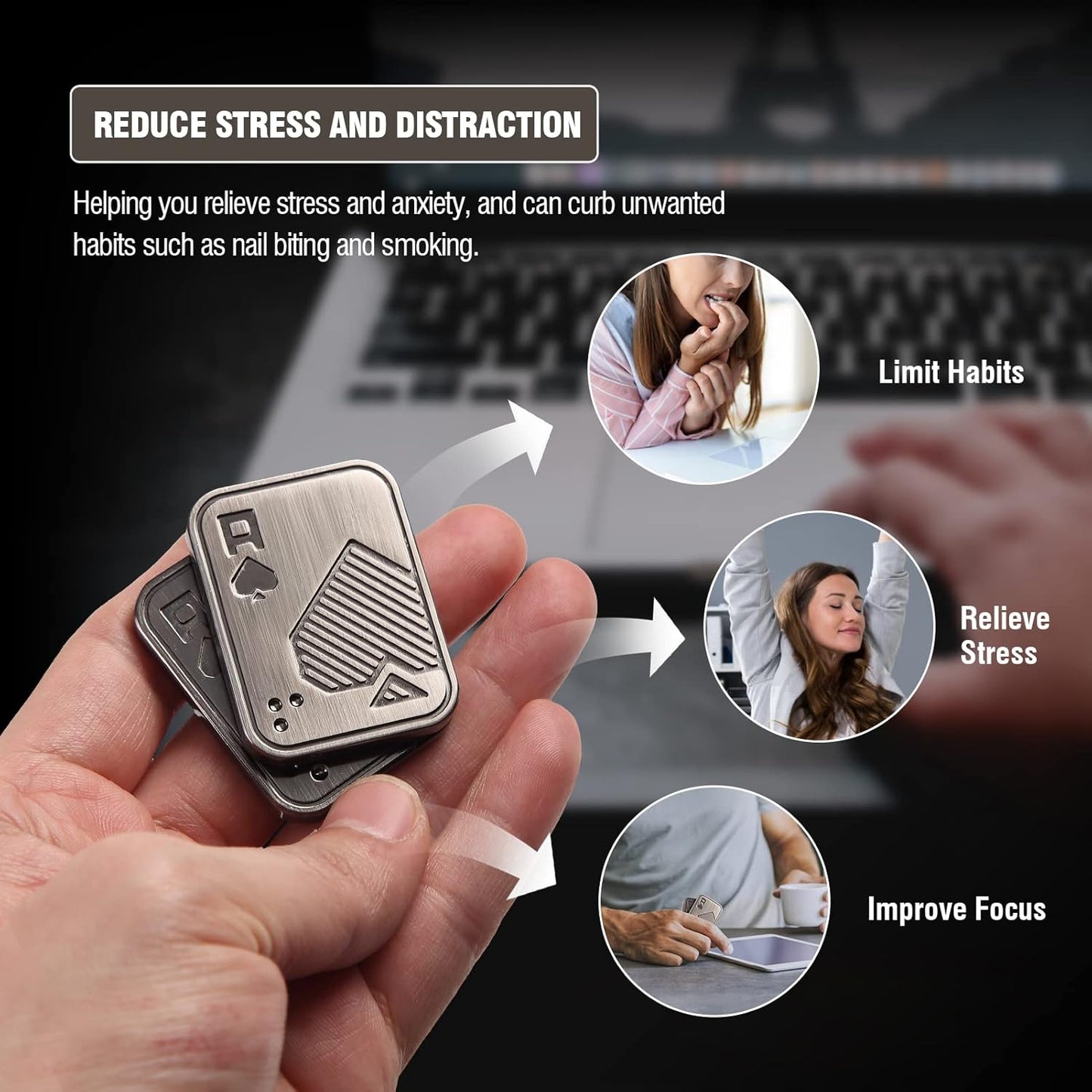 Fidget Toys Adults, EDC Metal Fidget Slider, Magnetic Poker Push Card, Adult Fidget Toy for Anxiety ADHD, Cool Office Gadgets Gift for Dad Teens, Fidgets Toy for Men