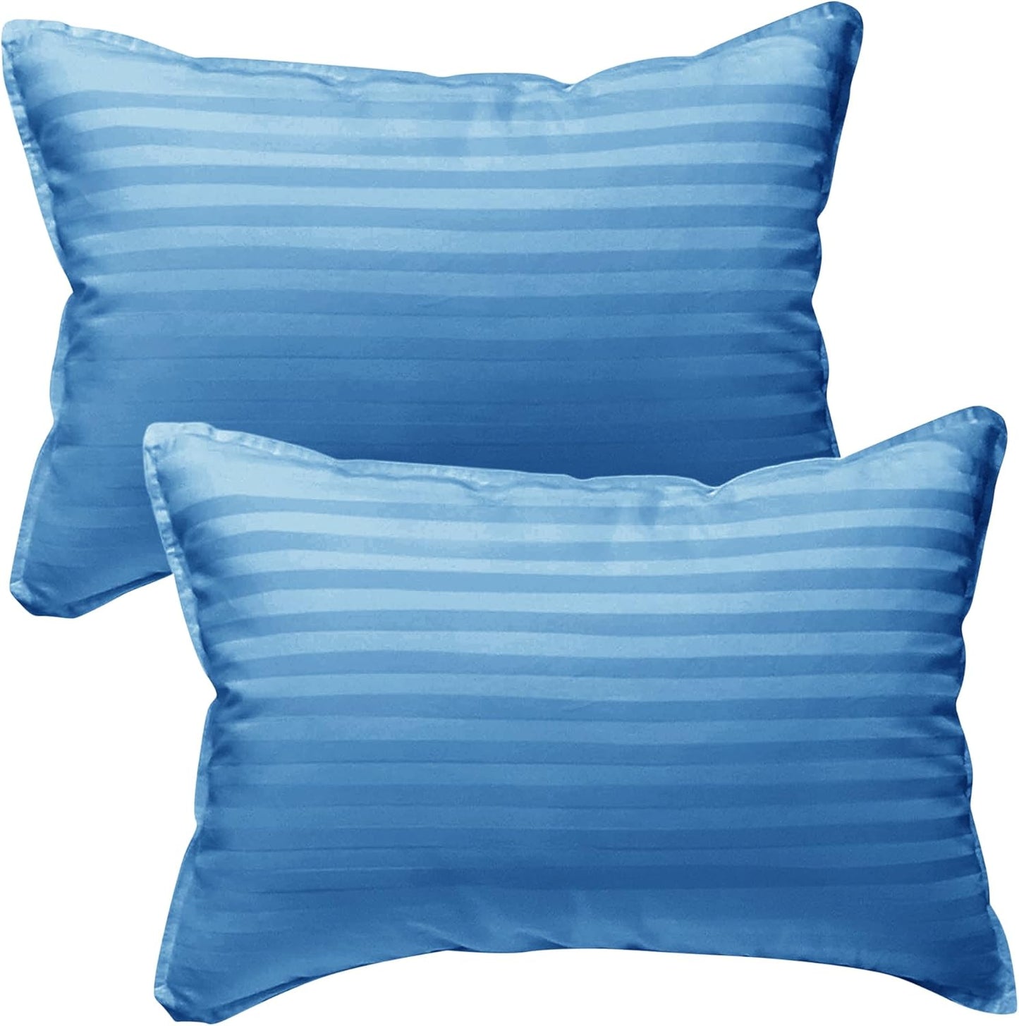 kinder Fluff Children Pillows (2X) - The Only Twin Pillows for Kids 300T Cotton Shell & Down Alternative Fill - Ideal for Travel, Bedding Set & Floor Cushions (16x24in - Blue)