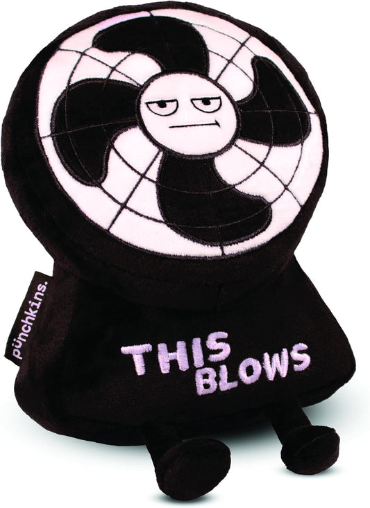 Desk Fan Plushie, Funny Meme Gag Gift, Comical Plush Collectible, Stocking Stuffer Present, Great for Emotional Support, Fun Desk Accessory, Weighted Base for Display