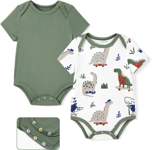 PATPAT Baby Bodysuits Supersoft Bamboo Viscose - Short Sleeve Boys and Girls - Newborn Infant Unisex Clothes Pack