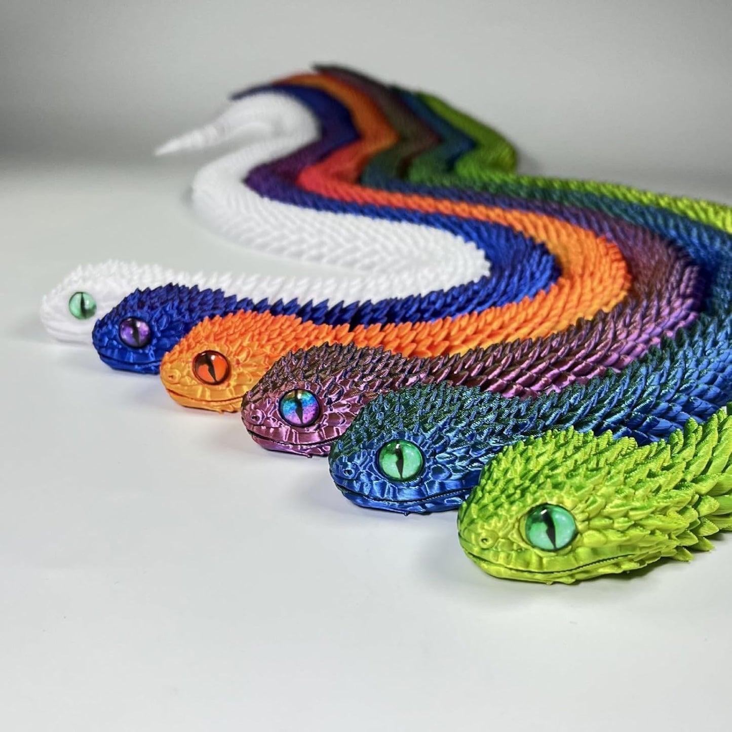 3D Printed Animals-Snake Viper, 24 in Surprise Mystery Snake Fidget Toy Creative Toy 3D Printed Articulated Snake Collectibles Home Office Executive Desk Decor (Black Red)