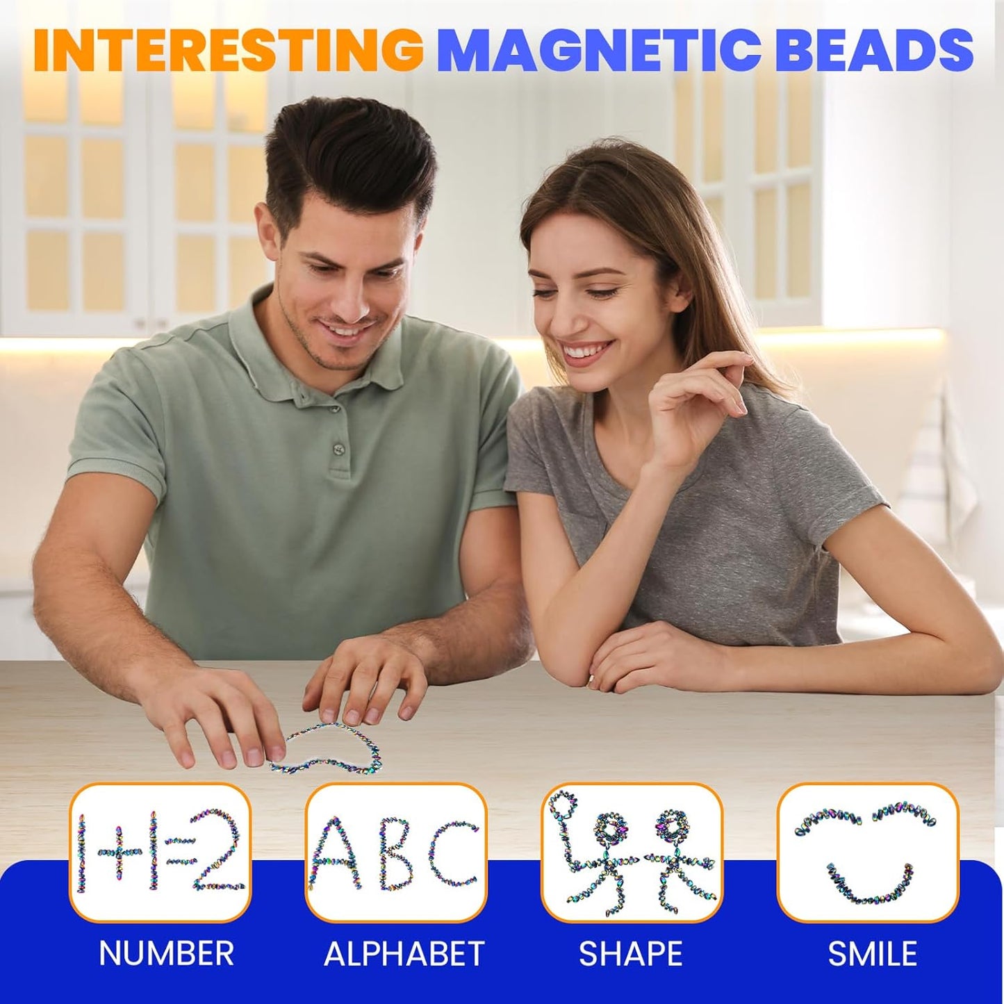 Magnetic Balls Over 600 PCS Mini Rainbow Magnetic Putty, with 2 Big Smooth Magnetic Beads, Fidget Toys for Adult, Weak Ferrite Putty Desk Toys for Office (Colorful)