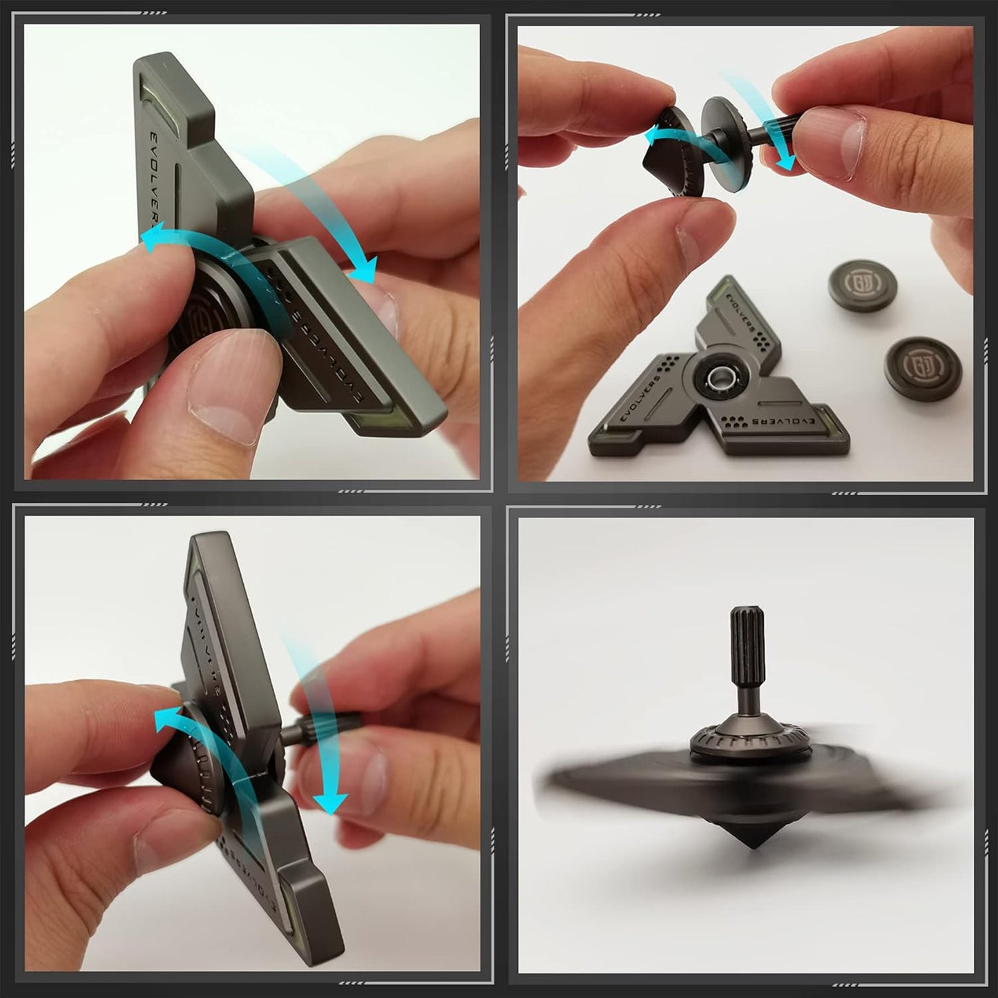 Cyclone Fidget Spinners,Gray Metal with Green Luminous, Durable High Speed Silent Bearing, Finger Hand Spinner,Relieve Stress & Anxiety,Toys/Gifts for Adults & Kids (DIY Accessories Included)